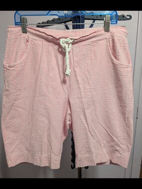 Silver Wear Searsucker Pink and White Striped Elastic Waist Shorts